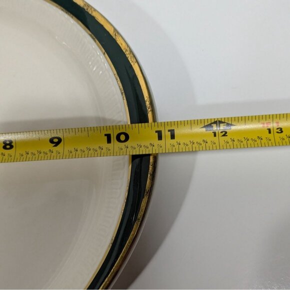 Vintage Syracuse China Oval Serving Platter Green Gold Trim - Picture 10 of 12